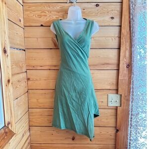 Tigris Womens Sage Green Sleeveless Wrap Dress Asymmetrical Hem Small Boho Y2K